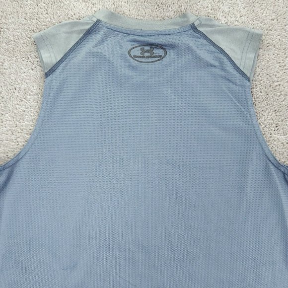 Under Armour Shirt Womens Small Gray Stretch Sleeveless Fitted V-Neck HeatGear - Picture 5 of 8